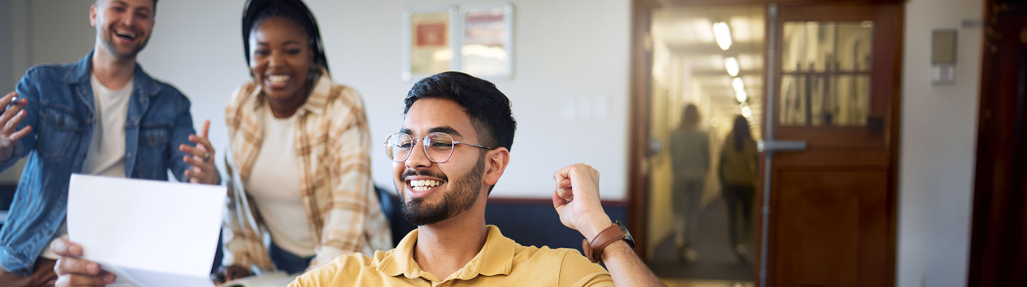 Student celebrating a scholarship